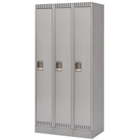 Assembled Lockers, Bank of 3, 36" x 18" x 72", Steel, Grey, Rivet (Assembled) - KLETON 