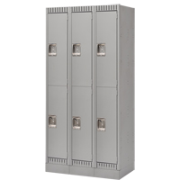 Lockers, 2 -tier, Bank of 3, 36" x 18" x 76", Steel, Grey, Knocked Down - KLETON 