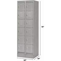Casiers, 6 niveaux, Bloc de 2, 24" x 18" x 76", Acier, Gris, D&eacute;mont&eacute; - KLETON 