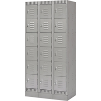 Casiers, 6 niveaux, Bloc de 3, 36" x 18" x 76", Acier, Gris, D&eacute;mont&eacute; - KLETON 