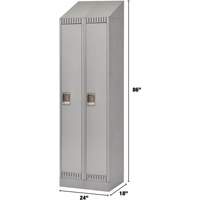 Lockers, Bank of 2, 24" x 18" x 86", Steel, Grey, Knocked Down - KLETON 