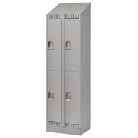 Lockers, 2 -tier, Bank of 2, 24" x 18" x 86", Steel, Grey, Knocked Down - KLETON 