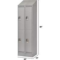 Lockers, 2 -tier, Bank of 2, 24" x 18" x 86", Steel, Grey, Knocked Down - KLETON 