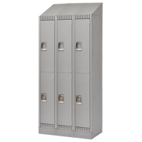 Assembled Lockers, 2 -tier, Bank of 3, 36" x 18" x 72", Steel, Grey, Rivet (Assembled) - KLETON 