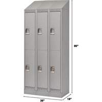 Casiers, 2 niveaux, Bloc de 3, 36" x 18" x 86", Acier, Gris, D&eacute;mont&eacute; - KLETON 