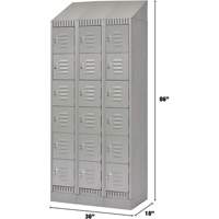 Lockers, 6 -tier, Bank of 3, 36" x 18" x 86", Steel, Grey, Knocked Down - KLETON 