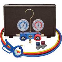 Jeu de manom&egrave;tres collecteurs pour automobile avec coupleurs manuels et robinet perce-canette lat&eacute;rale 3-in-1 - Mastercool 89661-PRO