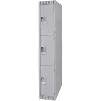Lockers, 3 -tier, 12" x 18" x 72", Steel, Grey, Knocked Down - KLETON 