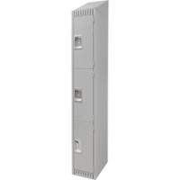 Lockers, 3 -tier, 12" x 18" x 82", Steel, Grey, Knocked Down - KLETON 