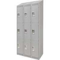 Lockers, 3 -tier, Bank of 3, 36" x 18" x 82", Steel, Grey, Knocked Down - KLETON 