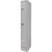 Lockers, 3 -tier, 12" x 18" x 76", Steel, Grey, Knocked Down - KLETON 