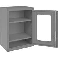 Wall-Mountable Storage Cabinet with Clearview Doors, 26-15/16" H x 18-1/8" W x 13-11/16" D, 2 Shelves, Steel, Grey - Durham Manufacturing 070CV-95
