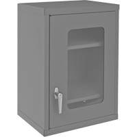 Wall-Mountable Storage Cabinet with Clearview Doors, 26-15/16" H x 18-1/8" W x 13-11/16" D, 2 Shelves, Steel, Grey - Durham Manufacturing 070CV-95