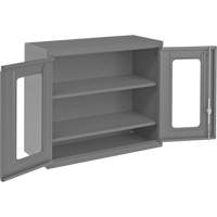 Wall-Mountable Storage Cabinet with Clearview Doors, 26-15/16" H x 29-7/8" W x 13-11/16" D, 2 Shelves, Steel, Grey - Durham Manufacturing 071CV-95