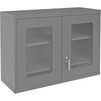Wall-Mountable Storage Cabinet with Clearview Doors, 26-15/16" H x 35-7/8" W x 13-11/16" D, 2 Shelves, Steel, Grey - Durham Manufacturing 072CV-95