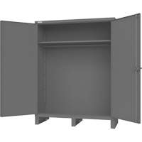 Armoire avec barre de suspension et portes encastr&eacute;es standards, Acier, 78" h x 60" la x 24" P, Gris - Durham Manufacturing HDCHB-246078-1S95