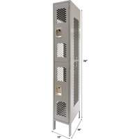 Vented Lockers, 2 -tier, 12" x 18" x 78", Steel, Grey, Knocked Down, Perforated - KLETON 