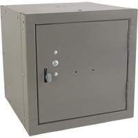 Stackable Cube Locker, 12" x 12" x 12", Steel, Grey, Knocked Down - KLETON 
