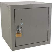 Stackable Cube Locker, 12" x 12" x 12", Steel, Grey, Knocked Down - KLETON 