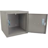 Stackable Cube Locker, 12" x 12" x 12", Steel, Grey, Knocked Down - KLETON 