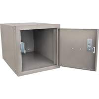 Stackable Cube Locker, 12" x 18" x 12", Steel, Grey, Knocked Down - KLETON 