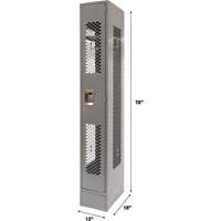 Vented Lockers, 12" x 18" x 78", Steel, Grey, Knocked Down, Perforated - KLETON 