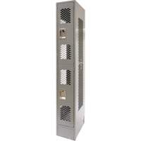 Vented Lockers, 2 -tier, 12" x 18" x 78", Steel, Grey, Knocked Down, Perforated - KLETON 