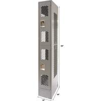 Vented Lockers, 2 -tier, 12" x 18" x 78", Steel, Grey, Knocked Down, Perforated - KLETON 
