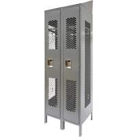 Casiers ventil&eacute;s, Bloc de 2, 24" x 18" x 88", Acier, Gris, D&eacute;mont&eacute;, Perfor&eacute; - KLETON 