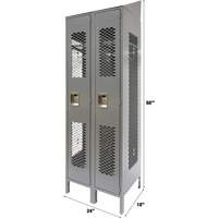 Casiers ventil&eacute;s, Bloc de 2, 24" x 18" x 88", Acier, Gris, D&eacute;mont&eacute;, Perfor&eacute; - KLETON 