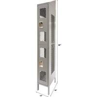 Vented Lockers, 2 -tier, 12" x 18" x 88", Steel, Grey, Knocked Down, Perforated - KLETON 