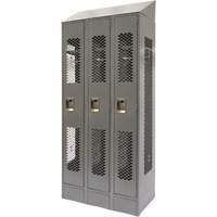 Casiers ventil&eacute;s, Bloc de 3, 36" x 18" x 88", Acier, Gris, D&eacute;mont&eacute;, Perfor&eacute; - KLETON 