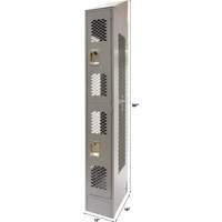 Vented Lockers, 2 -tier, 12" x 18" x 88", Steel, Grey, Knocked Down, Perforated - KLETON 