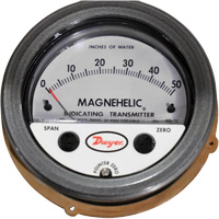 605 Series Magnehelic&reg; Differential Pressure Gauge & Indicating Transmitter, 4" , 0 - 50 in. w.c., Panel Mount, Analogue - Dwyer 605-50