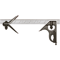 Combination Squares with Square Head & Centre Head - No. 33HC Series with Forged & Hardened Steel Heads, 12" L, 1/100" Graduations, Steel, Satin - Starrett C33HC-12-16R