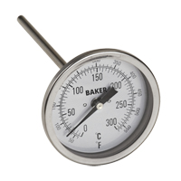 Bi-Metal Thermometers, Contact, Analogue, 50-550°F (0-260°C) - Baker T3004-550