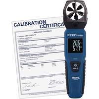Bluetooth Smart Series Vane Anemometer with Calibration Certificate, Data Logging, 0.6 - 25 m/sec/118 - 4921 ft./min/2.1 - 90 Km/hr/1.3 - 55.9 Mph Air Velocity Range - Reed Instruments R1600-NIST
