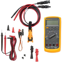 Trousse doutils solaires avec multim&egrave;tre num&eacute;rique 87 V industriel et cordons dessai TLPV1, Tension c.a./c.c., Courant c.a./c.c. - Fluke FLK-87V-TLPV1