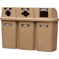 Contenants de recyclage Bullseye, Bord de rue, Plastique, 3 x 22 gal. US - Techstar Plastics Inc 575-SANDSTONE