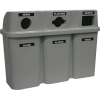 Contenants de recyclage Bullseye, Bord de rue, Plastique, 3 x 22 gal. US - Techstar Plastics Inc 575-GREY