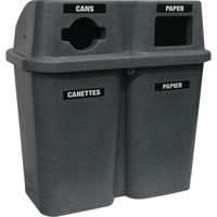Contenants de recyclage Bullseye, Bord de rue, Plastique, 2 x 22 gal. US - Techstar Plastics Inc 565-GRANITE GREY