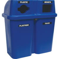 Contenants de recyclage Bullseye, Bord de rue, Plastique, 2 x 22 gal. US - Techstar Plastics Inc 565-BLUE