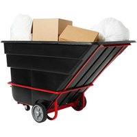 Chariot basculeur en acier, Plastique recycl&eacute; noir, 1/2 vg³, Capacit&eacute; de charge de 1400 lb - Rubbermaid FG130600BLA