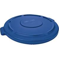 Brute&reg; Round Trash Can Top, Flat Lid, Plastic, Fits Container Size: 22-1/4" Dia. - Rubbermaid FG263100BLUE
