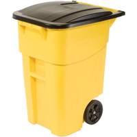BRUTE&reg; Roll-Out Container, Curbside, Plastic, 50 US gal. - Rubbermaid FG9W2700YEL