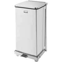 Defenders&reg; Square Step Can with Liner, Stainless Steel, 6.5 US gal. Capacity - Rubbermaid FGST12SSPL