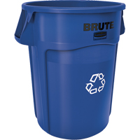 BRUTE&reg; Round Recycling Containers, Bulk, Plastic, 44 US gal. - Rubbermaid FG264307BLUE