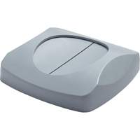 Couvercle pour poubelle carr&eacute;e Untouchable, Couvercle &agrave; battant, Plastique, Convient aux contenants 16" x 16" - Rubbermaid FG268988GRAY