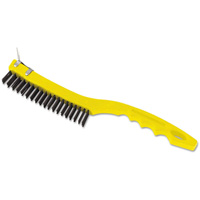 Long Handle Scratch Brush, Steel, 3 x 19 Wire Rows, 14" Long - Rubbermaid FG9B4400GRAY