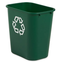 Medium Recycling Wastebasket, Deskside, Plastic, 28 US Qt. - Rubbermaid FG295606GRN